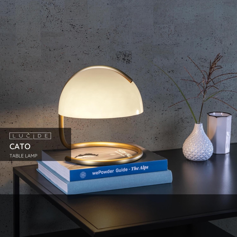 Lucide CATO - Stolná lampa - Ø 23,5 cm - 1xE27 - Biela